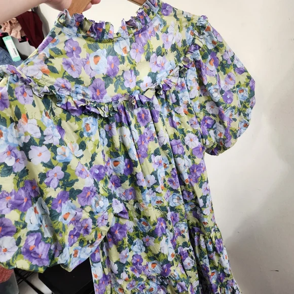 Entro Floral Dress in Purple and Green - Picture 6 of 7